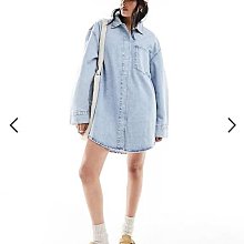 (嫻嫻屋) 英國ASOS-藍色牛仔襯衫領長袖洋裝AB24