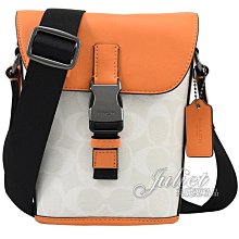 【茱麗葉精品】全新精品 COACH 專櫃商品 C3134 TRACK 經典C字印花撞色休閒斜背包.白/橘 現貨