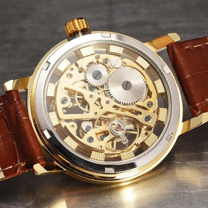 現貨男士手錶腕錶SEWOR斯沃奇 時尚鏤空透底男士機械錶皮帶腕錶手動機械錶