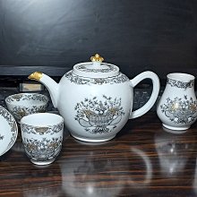 清代 乾隆時期  外銷瓷  墨彩鎏金 茶壺杯組