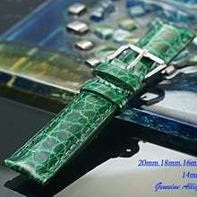 【時間探索】進口純正鱷魚皮高級錶帶短款墨綠 ( .20mm.18mm.16mm.14mm.12mm)