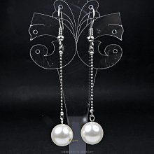 珍珠林~超值商品~嚴選商品特價提供.10MM垂吊針(夾)式貝珍珠耳環-白色 #271