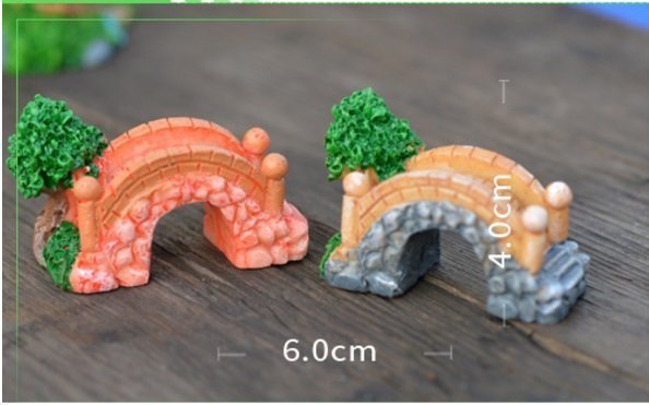 【微景小舖】樹脂工藝 綠樹彩橋拱橋(單入) 微景觀擺件 多肉植物苔蘚生態瓶配件景觀盆栽 zakka 攝影道具 公仔
