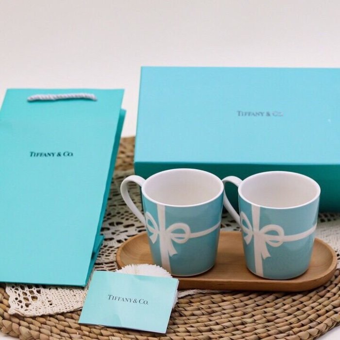 【King女王代購】TIFFANY & CO. 蒂芙尼情侶對杯骨瓷水杯陶瓷杯子結婚禮物七夕情人節禮品