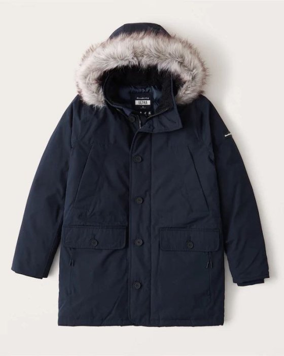 Abercrombie & Fitch A&F Ultra Parka 男羽絨軍裝風衣外套夾克大衣真品