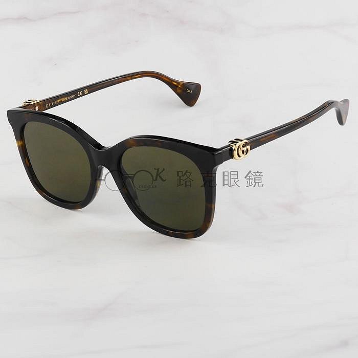 Gucci 太陽眼鏡 雙G LOGO 琥珀框 GG1071S 002