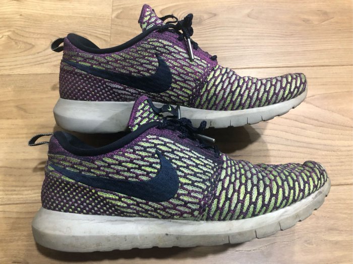 Nike Flyknit Roshe Run Fuchsia/Volt 677243-400 編織鞋 US 9