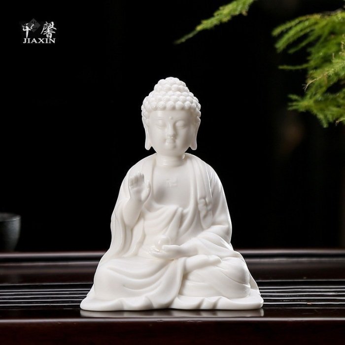 【熱賣精選】 甲馨 陶瓷白瓷自在觀音 陶瓷彌勒佛創意客廳佛像禪意擺件