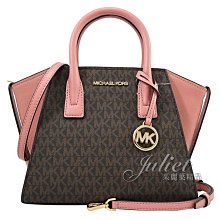 【茱麗葉精品】全新精品 MICHAEL KORS 專櫃商品 AVRIL 滿版MK印花手提兩用包.深咖/粉 現貨