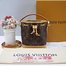 ☆優買二手精品名牌店☆ LV M81266 NANO NOE MINI 原花字紋老花 迷你水桶包手提包肩背包斜背包 全新