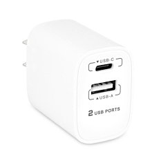 動力公牛 TYPE C & USB A 雙孔2.1A USB 充電器 PB-221AC 智能識別 自動分流-【便利網】