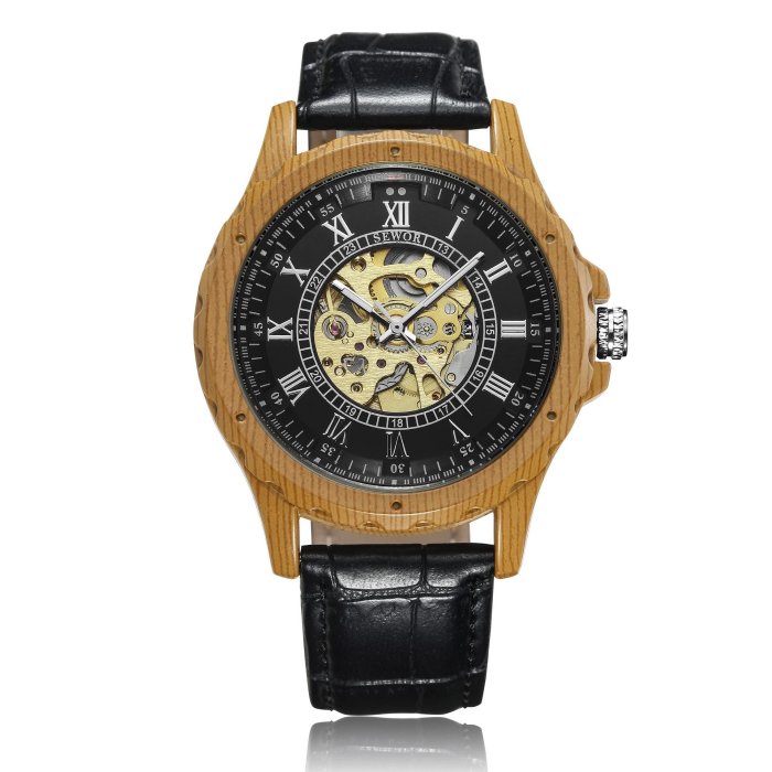 現貨男士手錶腕錶SEWOR 鏤空全自動機械錶透底男錶 潮流時尚韓版新款男錶