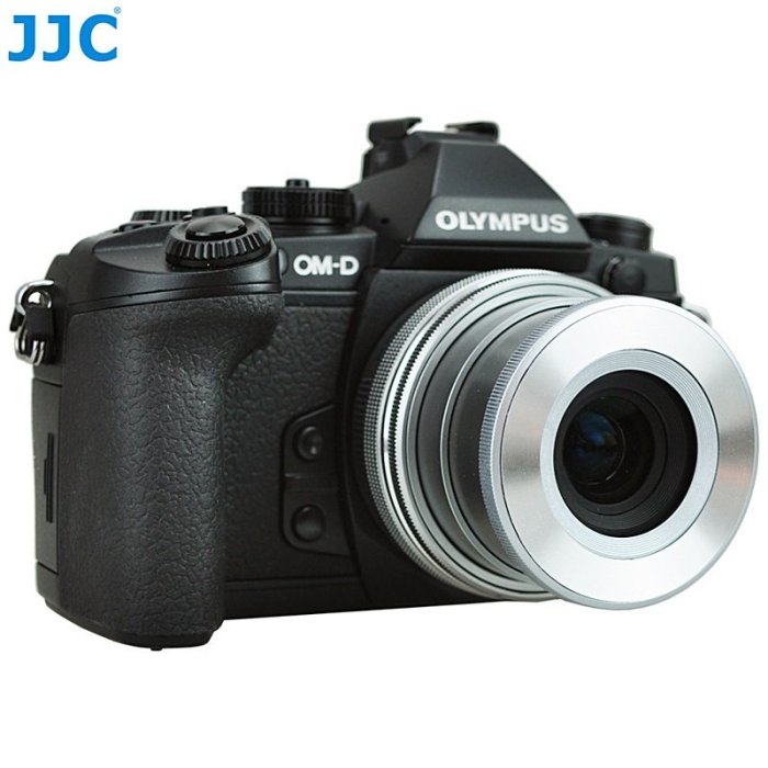 我愛買JJC銀色黑色Olympus副廠鏡頭蓋MZD 17mm f2.8 LC-37C自動蓋LC37C自動蓋M.ZD f/2.8自動開闔蓋1:2.8鏡前蓋37mm