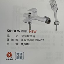 DIY水電材料 凱撒沐浴龍頭S813CW(雅白色)/蓮蓬頭/水龍頭/沐浴花灑