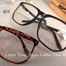 Little Ting Store:㊣時尚中性方框多角細方框膠框平光眼鏡可換近視片 防風/防曬眼鏡 豹紋