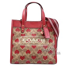 【茱麗葉精品】全新精品 COACH 專櫃商品 CF127 FIELD 22限定款愛心印花手提兩用包.駝/紅 現貨