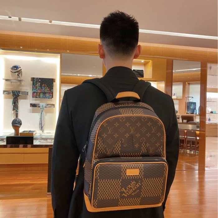 【翰貝格名牌館】全新真品 LV x Nigo 聯名 CAMPUS 拼接 融化 字紋 大棋盤格 後背包 N40380