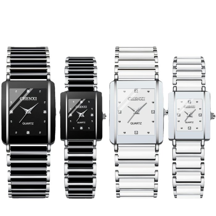 CHENXI情侶手錶陶瓷男女錶方形石英手錶quartz watch品牌直銷104A