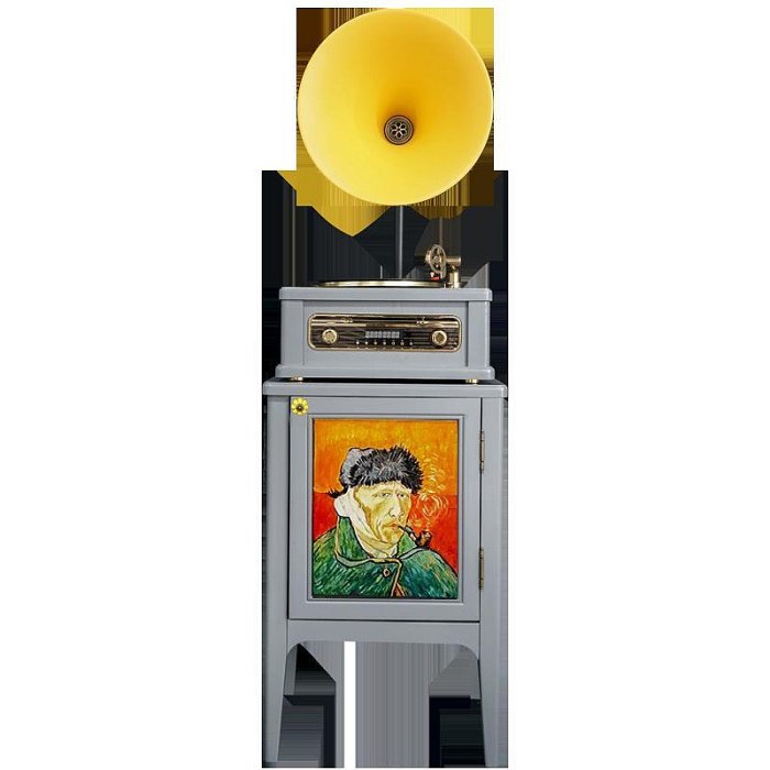 黑膠唱片凱撒賓尼梵高油畫輕奢風現代音響黑膠唱片機復古留聲機電唱機復古