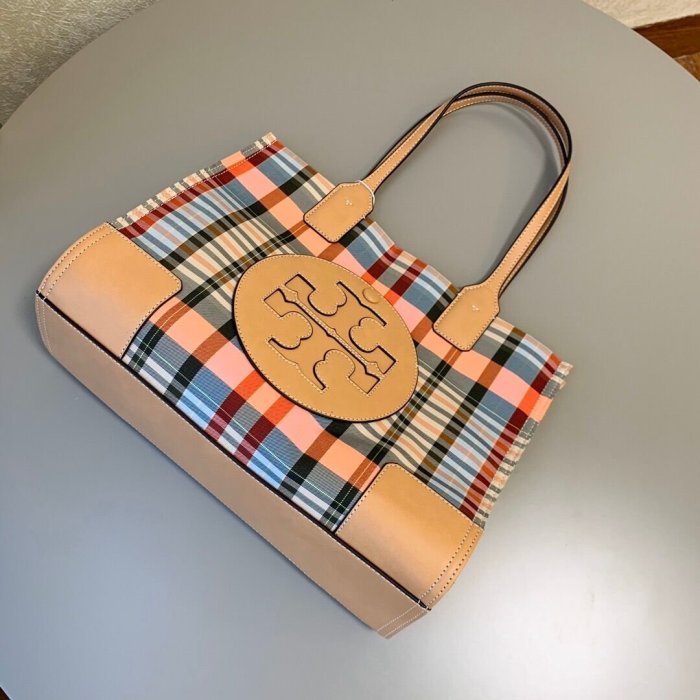 小皮美國正品代購 Tory burch TB 新款女士手提購物袋 尼龍配牛皮面料單肩包 大容量 附購證