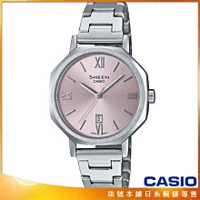 【柒號本舖】CASIO 卡西歐 SHEEN 時尚藍寶石鏡面鋼帶錶-香檳色 / SHE-4554D-4A (台灣公司貨)