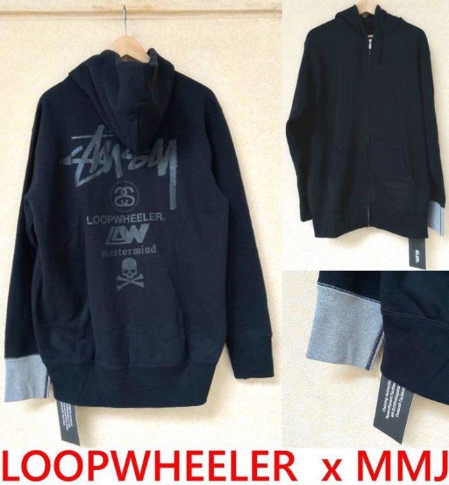 BLACK全新LOOPWHEELER x MASTERMIND JAPAN x STUSSY連帽外套MMJ帽夾/帽T