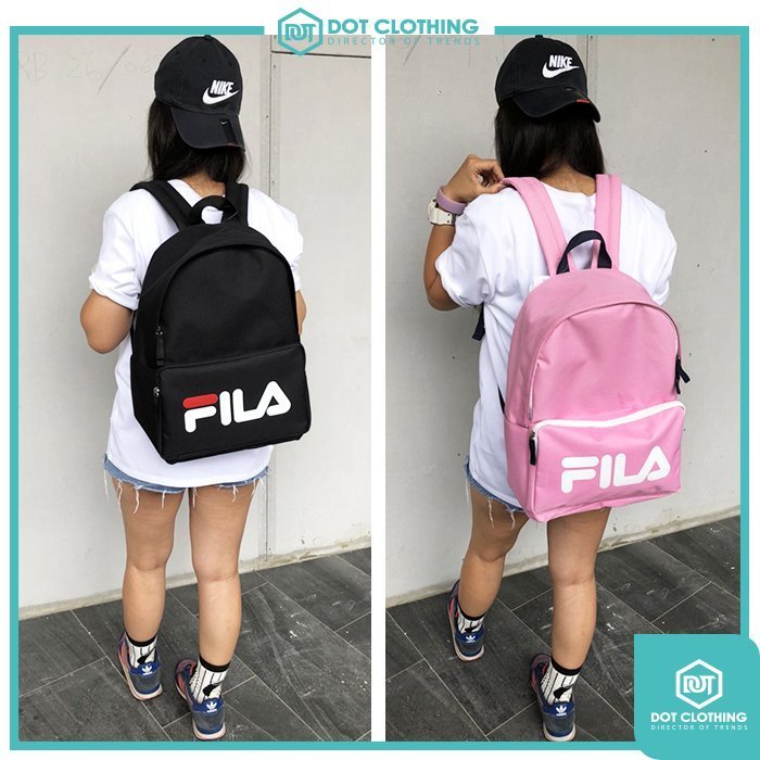 DOT聚點 FILA LOGO 旅行 小包 雙肩包 書包 後背包 黑 深藍 白 粉紅 綠 拉鍊 可放A4 韓系 包款