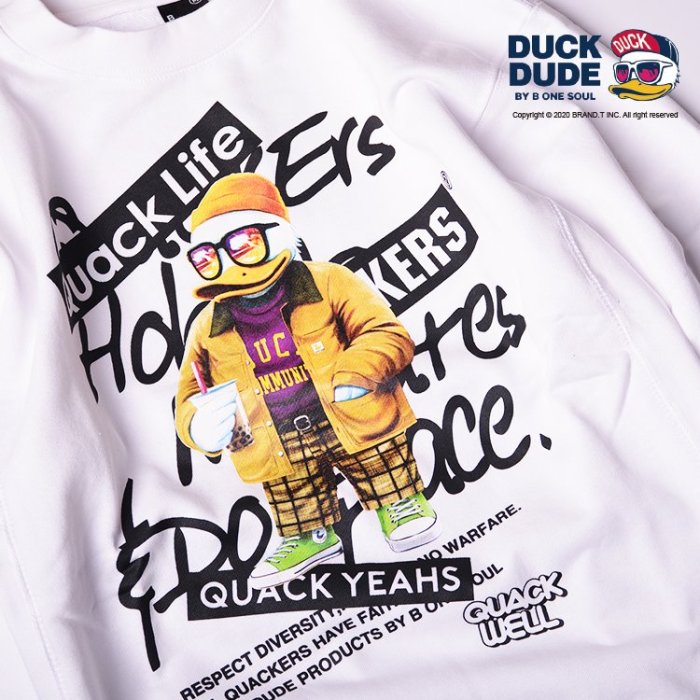 【Brand T】免運 達酷鴨 DUCK DUDE DUDE CREW 站立*鴨子*LOGO*大學T*衛衣*3色