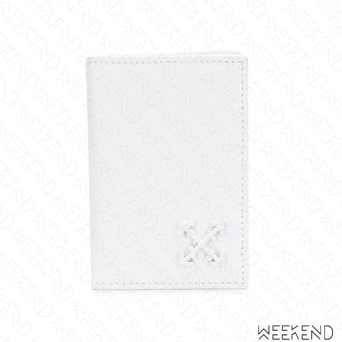 【WEEKEND】 OFF WHITE Logo Cross 皮革 皮夾 卡夾 白色 19春夏