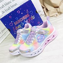 Skechers 買鞋送襪 FLUTTER HEART LIGHTS 中童鞋 302315LSMLT 銀【iSport】