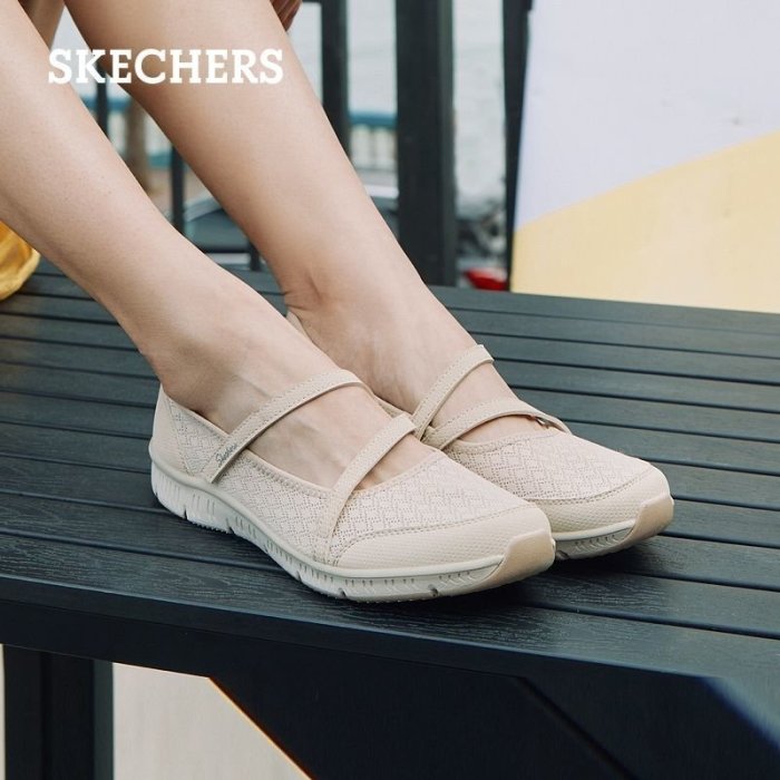 100原廠％Skechers斯凱奇官方2021新款女鞋樂福鞋懶人鞋瑪麗珍平底鞋芭蕾鞋