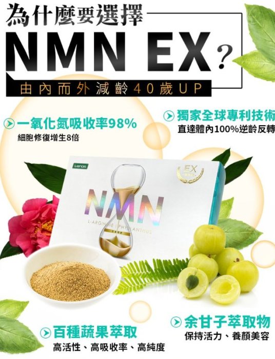 (保健王)iVENOR NMN EX 加強版 元氣錠 (30粒/盒) 抗老首選 一氧化氮