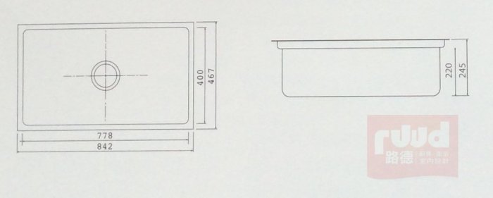 【路德廚衛】Lofn Rindr方型手工不鏽鋼水槽- KSSX-8500R-A ＊2D多功能方形不鏽鋼水槽＊