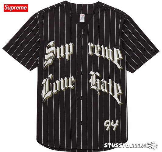 超搶手】全新正品2019 Supreme Love Hate Baseball Jersey 球衫棒球衣