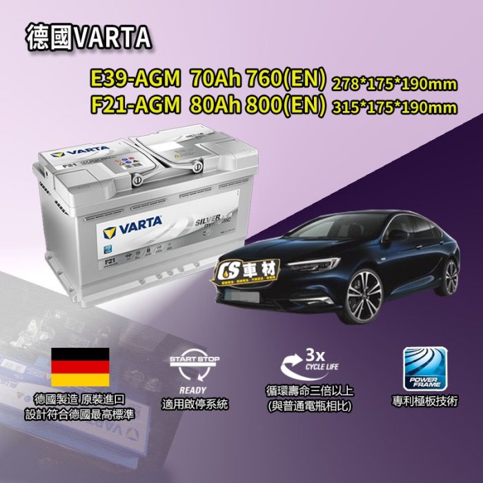 CS車材 - VARTA 華達電池 OPEL 歐寶 INSIGNIA/Vectra 非韓製 代客安裝