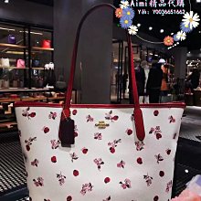 Aimi精品代購 Coach C7272 蔻馳新款花朵印花女生拖特包 附購證 商品吊牌標籤