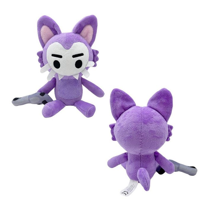 熱銷新款 跨境新款Super Skullcat Plush毛絨玩具拿槍的紫色狐貍公仔 動漫星城玩偶周邊