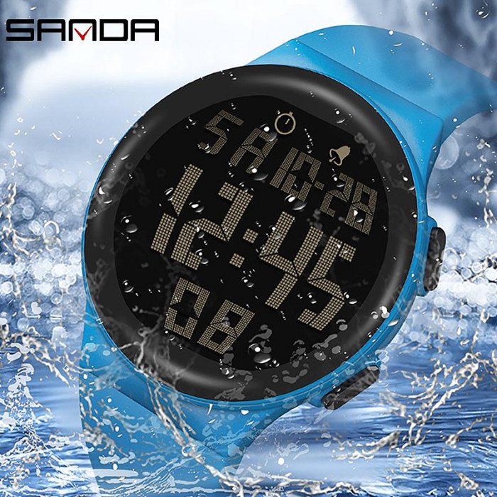 三達熱賣新款大屏幕單機芯電子錶戶外夜光防水潮流韓版男女腕錶