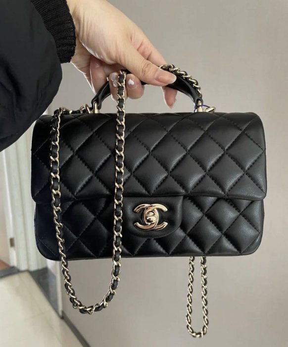 Chanel AS2431 mini flap bag top handle 提把 CF 深焦糖