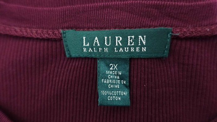 美國品牌【LAUREN RALPH LAUREN】酒紅色 荷葉領 長版衣~直購價299~3/22蝦