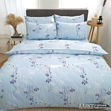 【LUST】蒲英戀曲-藍 100%純棉、精梳棉床包/枕套/被套組(各尺寸)、台灣製
