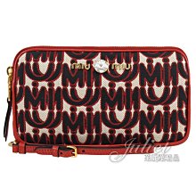 【茱麗葉精品】全新精品 MIU MIU 專櫃商品 5DF008 刺繡LOGO水鑽飾造型手拿包/中夾.紅 現貨