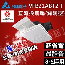 含稅 VFB21ABT2-F 台達電 濾網型換氣扇 清洗容易 三年保固 省電靜音售香格里拉 輕鋼架循環扇 通風扇