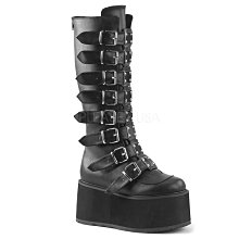 Shoes InStyle《三吋》美國品牌 DEMONIA 原廠正品龐克歌德金屬板厚底楔型及膝長馬靴 有大尺碼『黑色』
