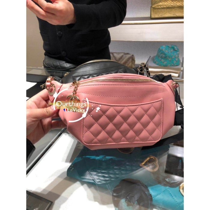 Chanel 香奈兒 A57929 Chanel Bi Quilted Waist Bag 鍊帶腰包 粉色 胸包