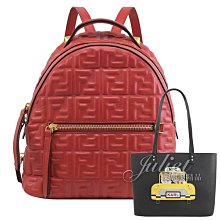 【茱麗葉精品】全新精品 FENDI 專櫃商品 8BZ038 經典浮雕LOGO小羊皮後背包.紅 現貨