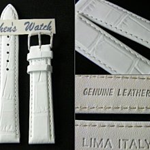 【錶帶家】『品質嚴選』LIMA 義大利牛皮壓鱷魚皮紋真皮錶帶白色20mm18mm16mm14mm12mm10mm8mm