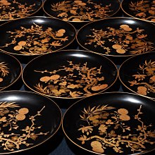10/18結標日本時代物古精工蒔繪香盤和果子器一套A100574–漆碗漆盤漆盒 