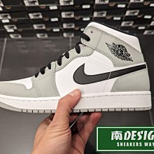 南🔥2024 1月 NIKE Air Jordan 1 中筒 皮革 刺繡 經典 復古 男款 白灰黑 554724-092