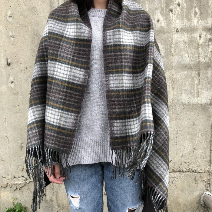 無印良品 MUJI 格紋大披肩 圍巾 Blanket 羊毛